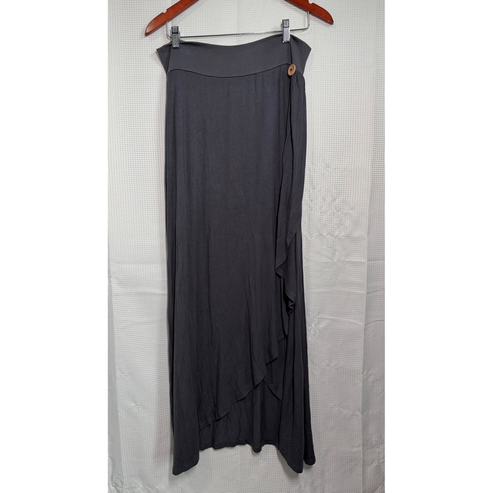 Matilda Jane Joanna Gaines Maxi Skirt XL Gray Faux Wrap Button Detail